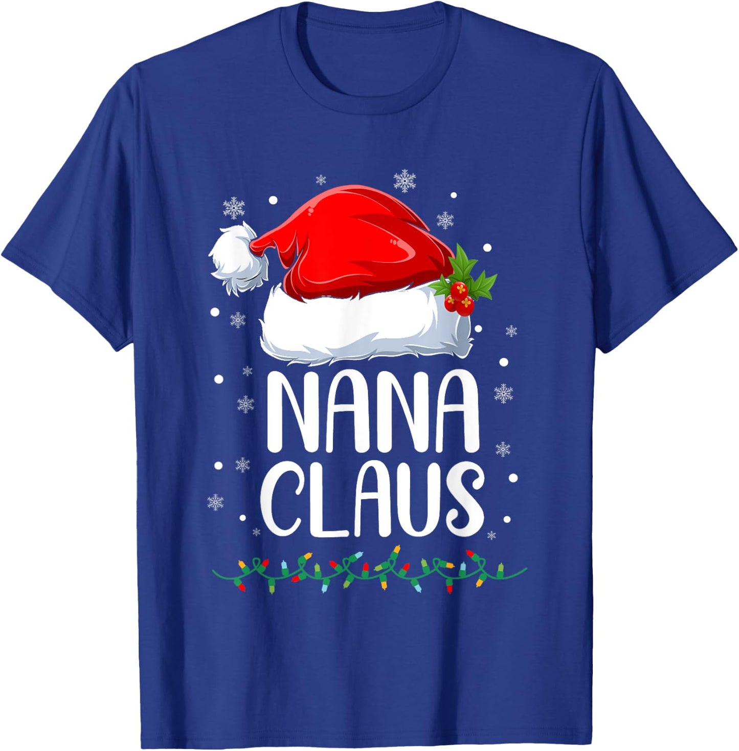 Nana Claus Christmas Lights Pajama Family Matching T-Shirt - T-Shirt | Royal