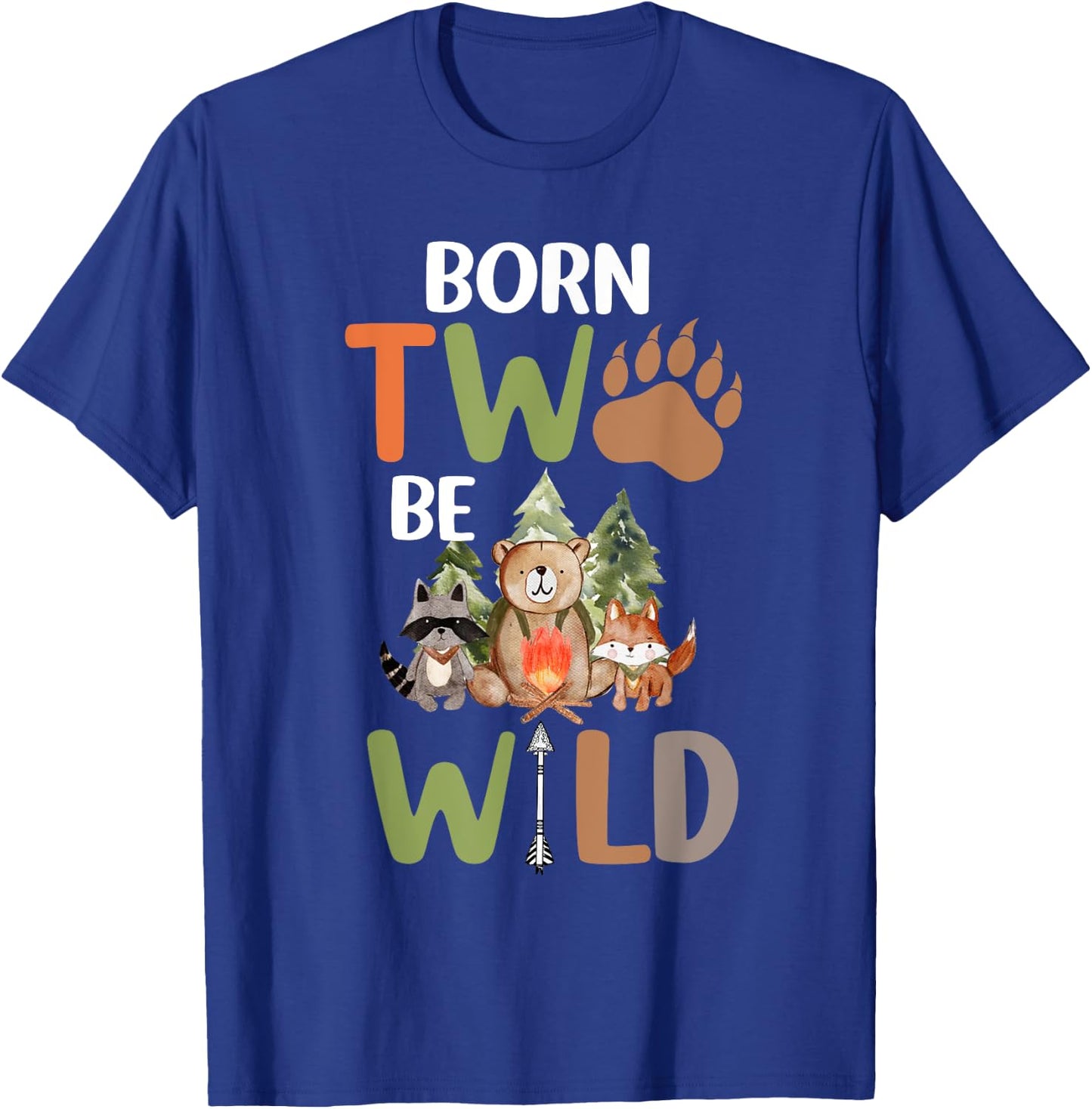 Born 2 Be Wild Birthday Decorations Boy 2nd Birthday Camping T-Shirt - T-Shirt | Royal