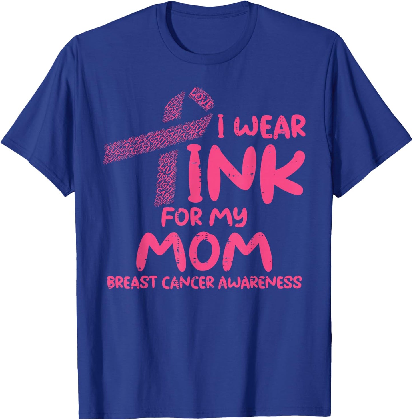 Wear Pink For My Mom Ribbon Kids Breast Cancer Awareness T-Shirt - T-Shirt | Royal