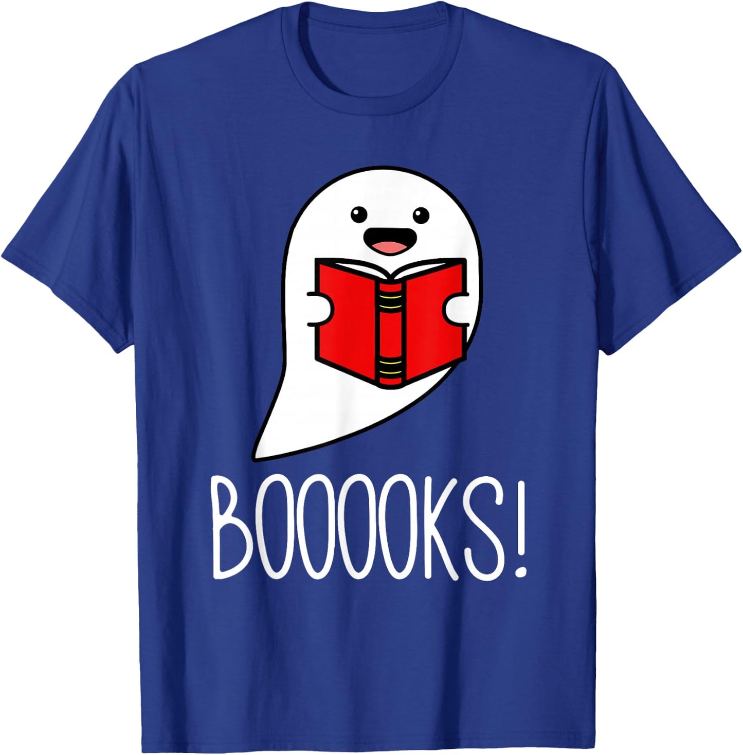 Booooks Funny Halloween Reading Teacher Ghost Librarian T-Shirt - T-Shirt | Royal