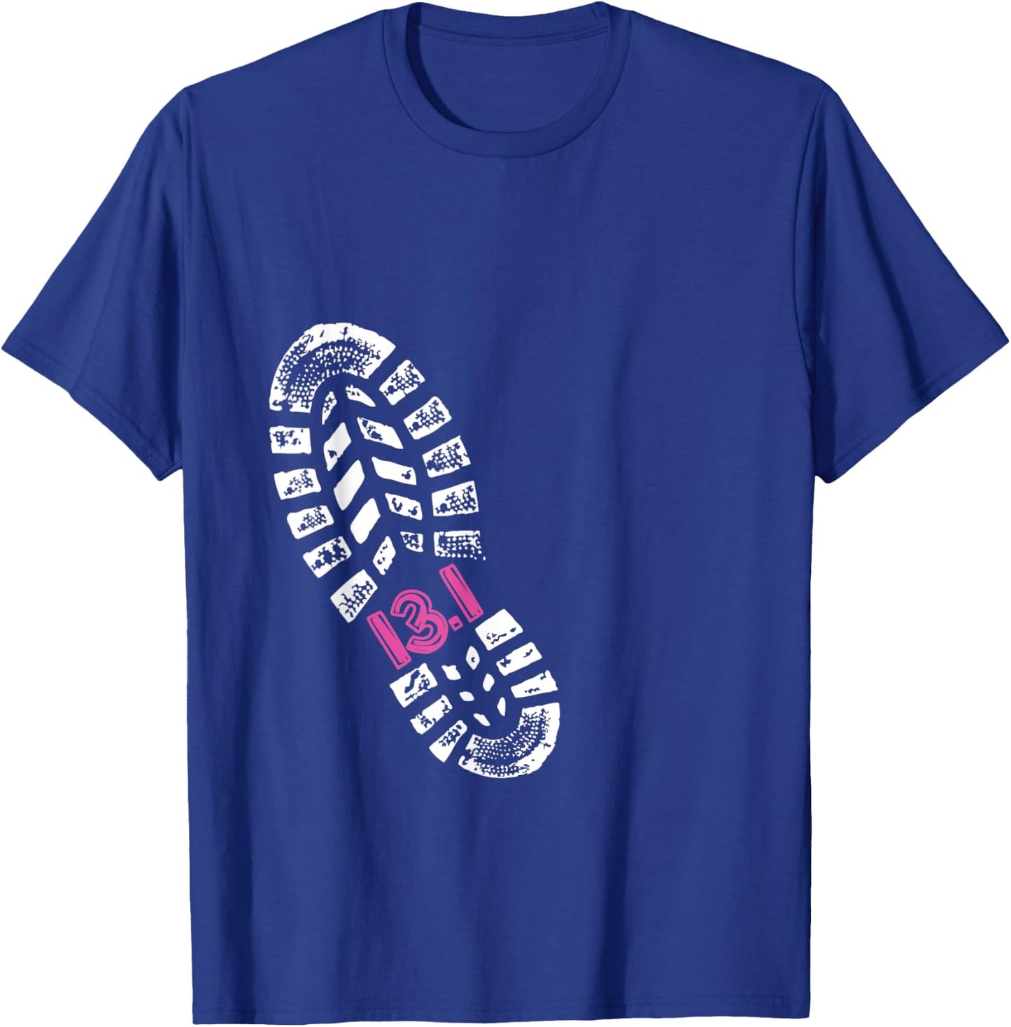 Half Marathon 13.1 Miles Shoe Print Couple Matching T-Shirt - T-Shirt | Royal