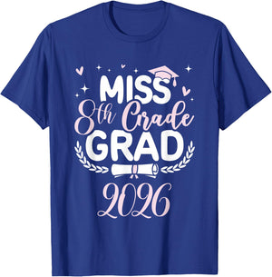 Eighth 8th Grade Grad 2026 Coquette Middle School Graduate T-Shirt - T-Shirt | Royal