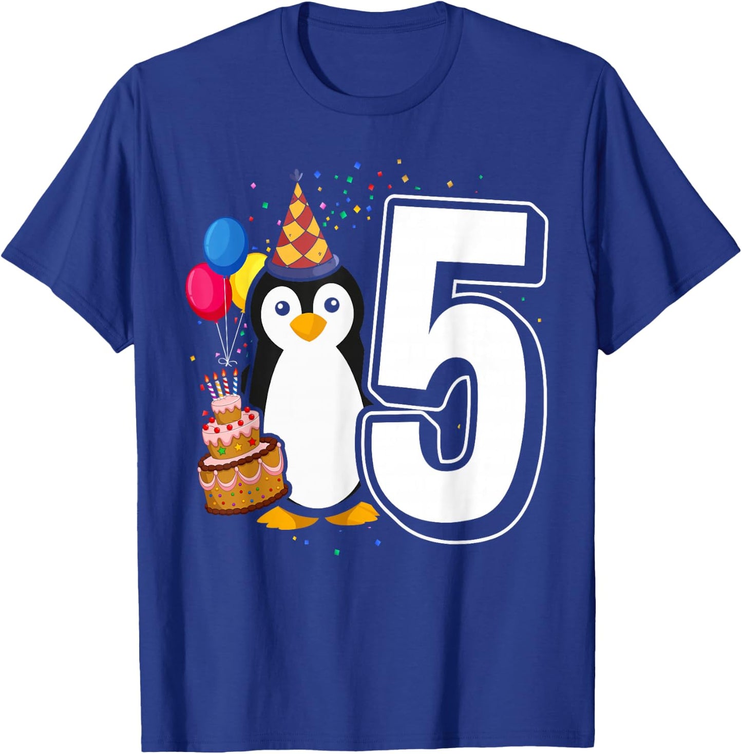 Kids Penguin Birthday 5 Penguin 5th Birthday Outfit Penguin T-Shirt - T-Shirt | Royal