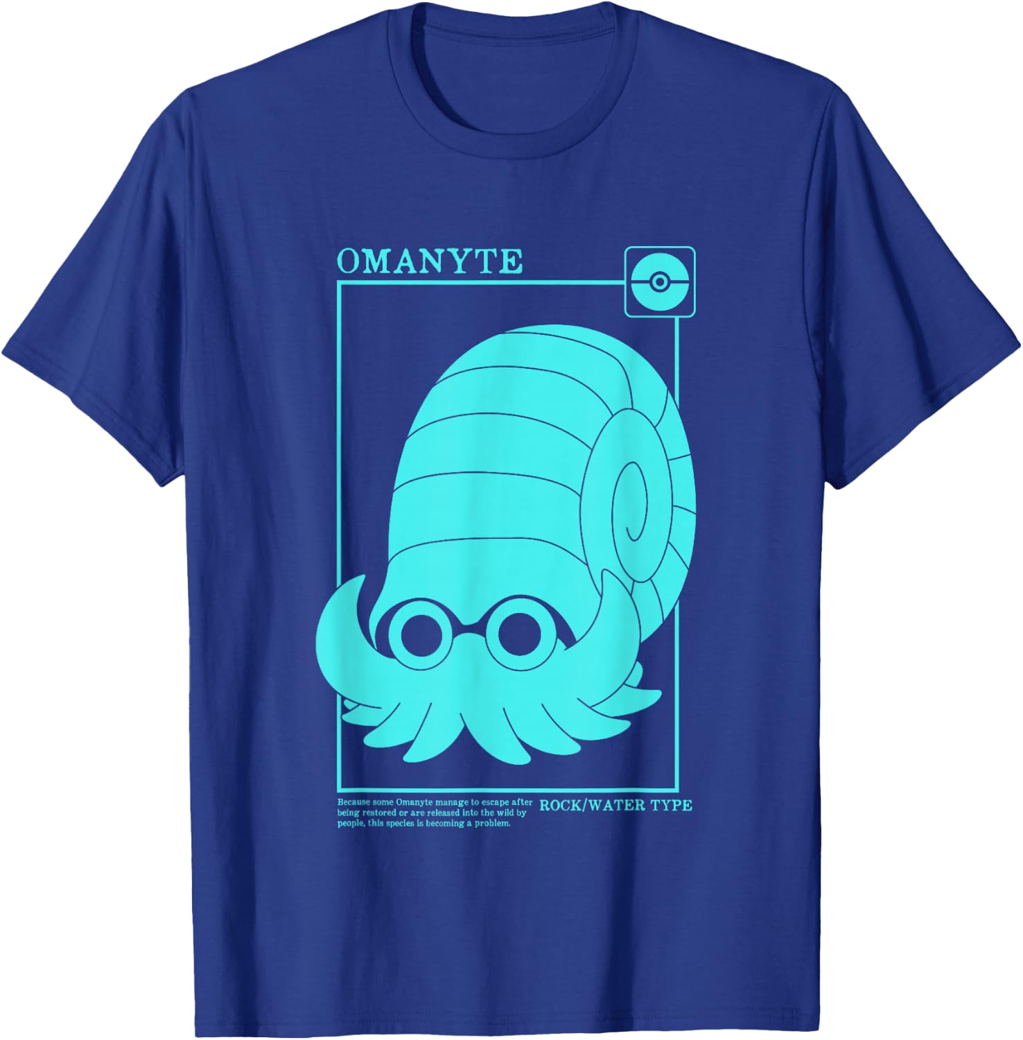 Pokémon Iconic Omanyte Description Card Big Chest Logo T-Shirt - T-Shirt | Royal