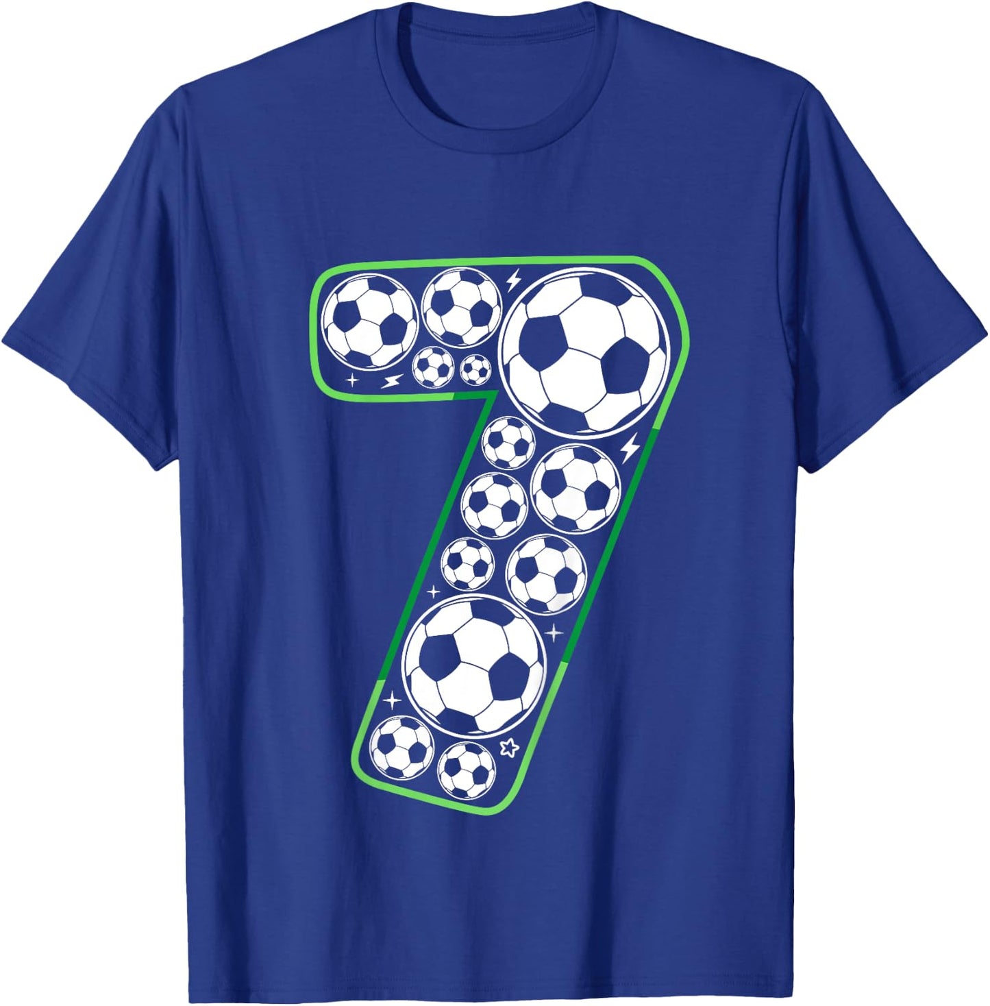 Kids Soccer 7th Birthday Seven 7 Year Old Boy Present 7 Yr Old T-Shirt - T-Shirt | Royal