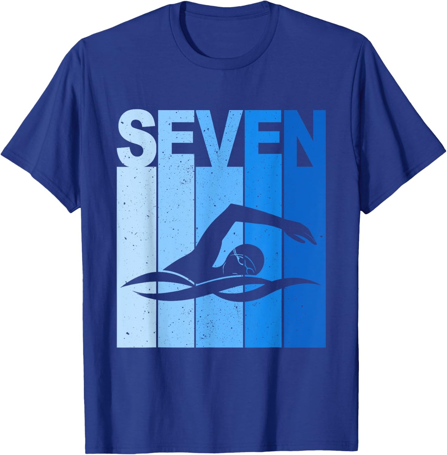 7th Birthday Swimming 7 Year Old Birthday Swimmer T-Shirt - T-Shirt | Royal