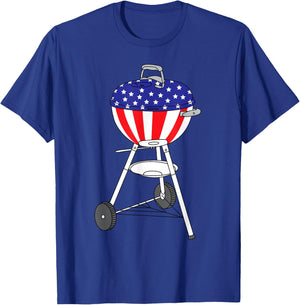 USA Charcoal Kettle Grill Shirt | July 4th Grill Gift T-Shirt - T-Shirt | Royal