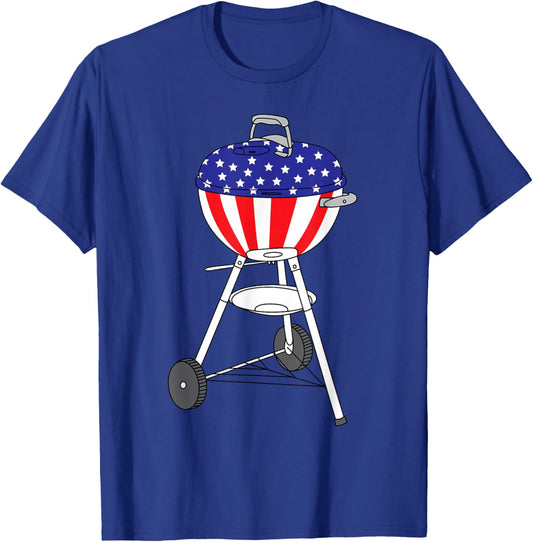 USA Charcoal Kettle Grill Shirt | July 4th Grill Gift T-Shirt - T-Shirt | Royal