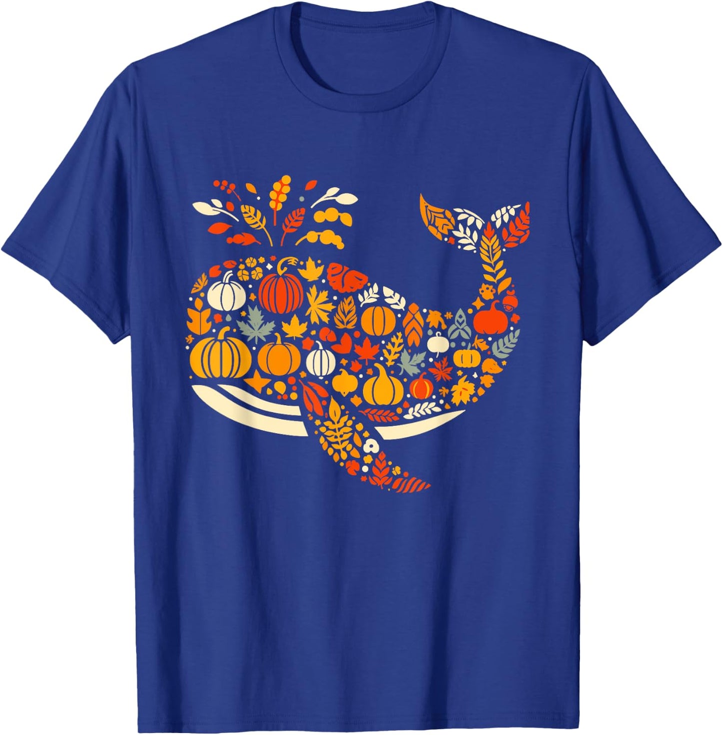 Autumn Pumpkin Fall Whale Thanksgiving Kids T-Shirt - T-Shirt | Royal