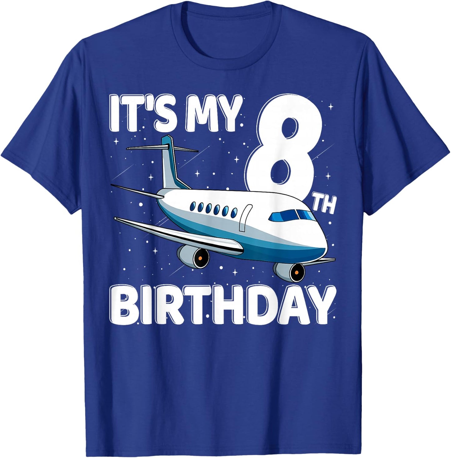 It's My 8th Birthday Airplane 8 year old Birthday Boy Girl T-Shirt - T-Shirt | Royal