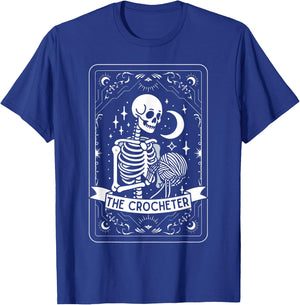 Skeleton The Crocheter Tarot Card Knitter Crochet Lover T-Shirt - T-Shirt | Royal