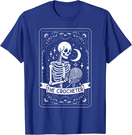 Skeleton The Crocheter Tarot Card Knitter Crochet Lover T-Shirt - T-Shirt | Royal