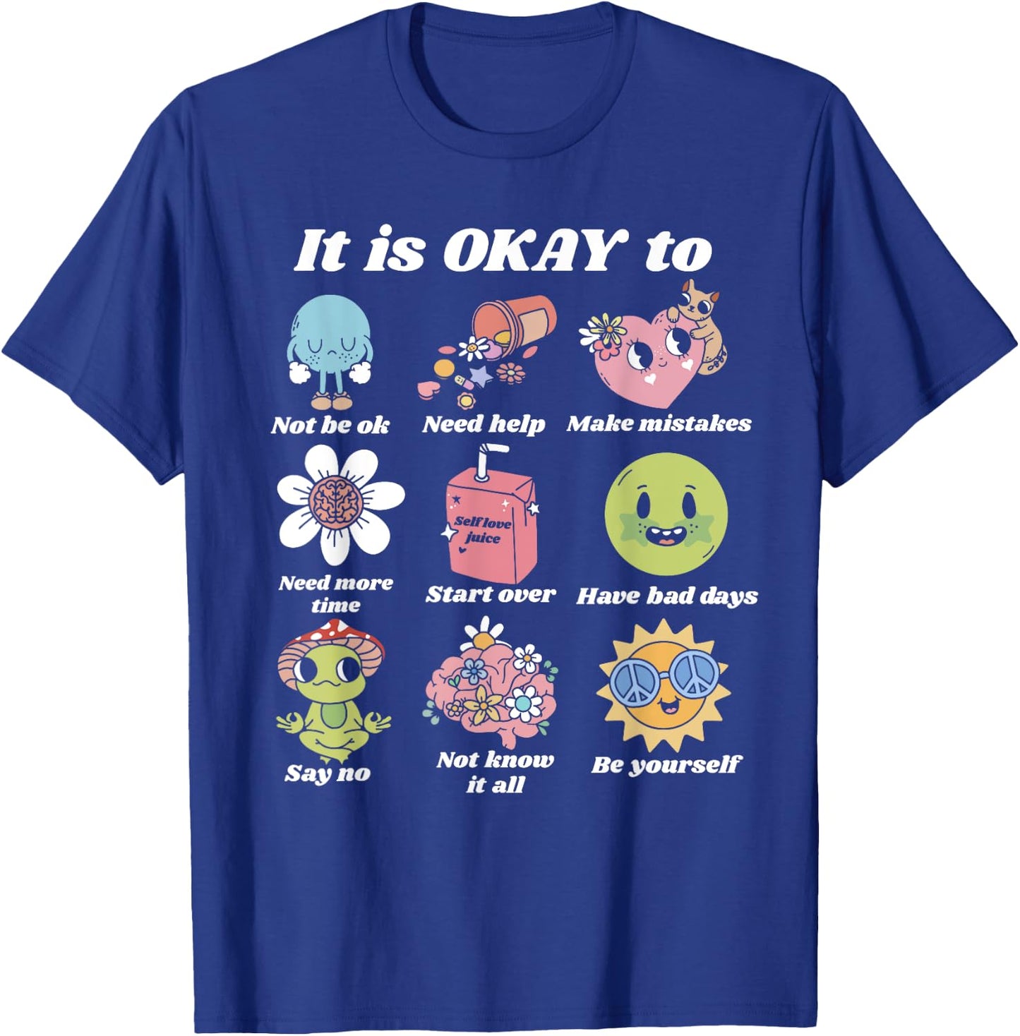 Mental Health Matters Groovy Smile Mental Health Awareness T-Shirt - T-Shirt | Royal