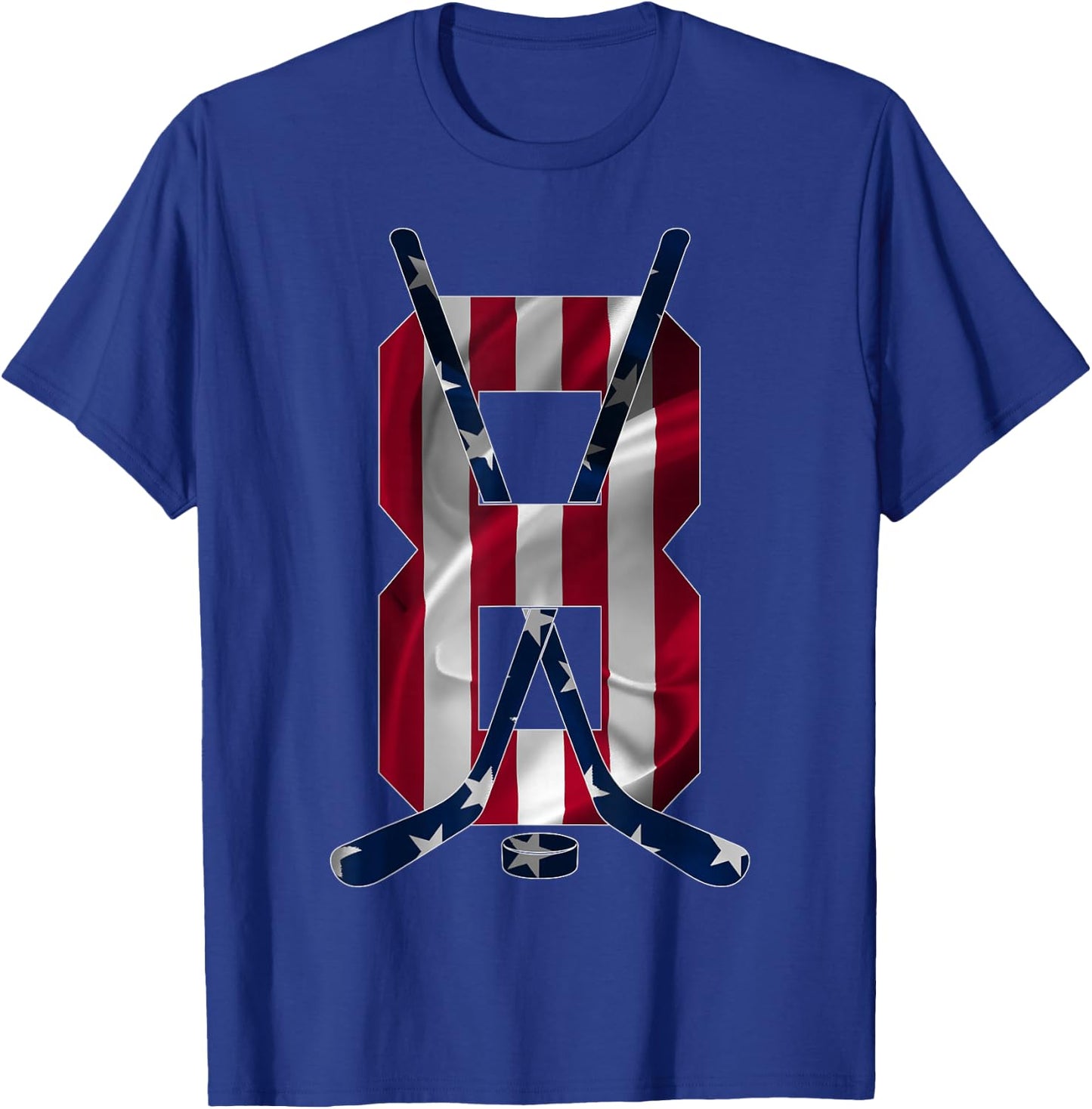 Number 8 Years Ice Hockey 8th Birthday T-Shirt - T-Shirt | Royal