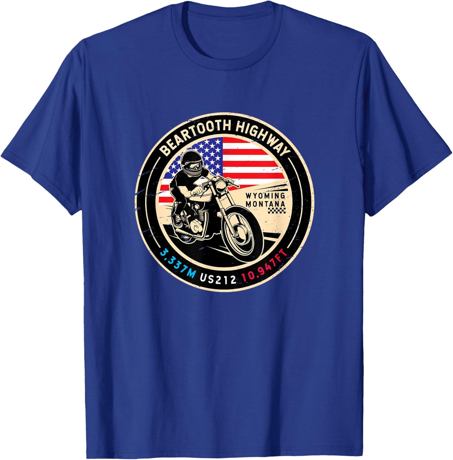 Beartooth Highway US Highway National Scenic Byway 212 Retro T-Shirt - T-Shirt | Royal