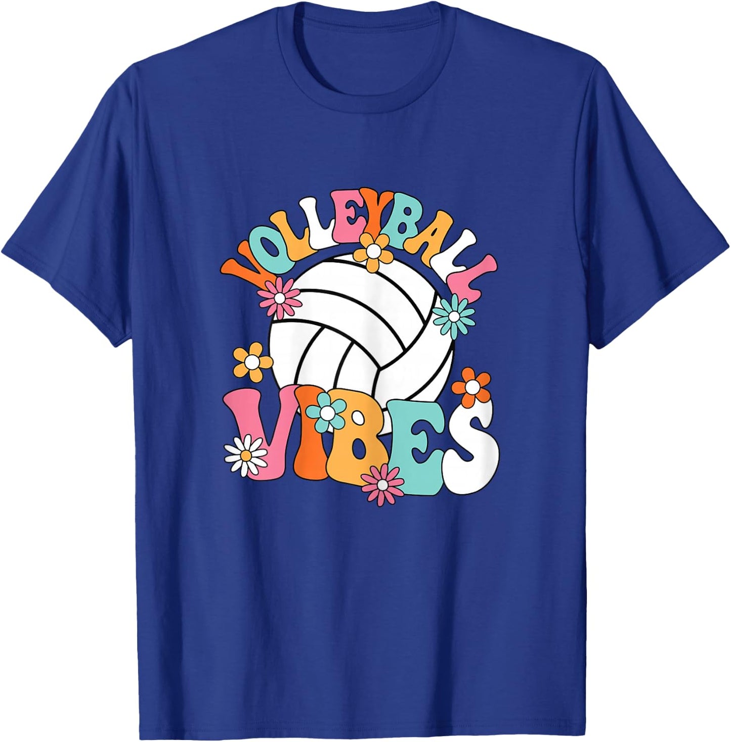 Volleyball Vibes Cute Volleyball Player Groovy Women Girls T-Shirt - T-Shirt | Royal