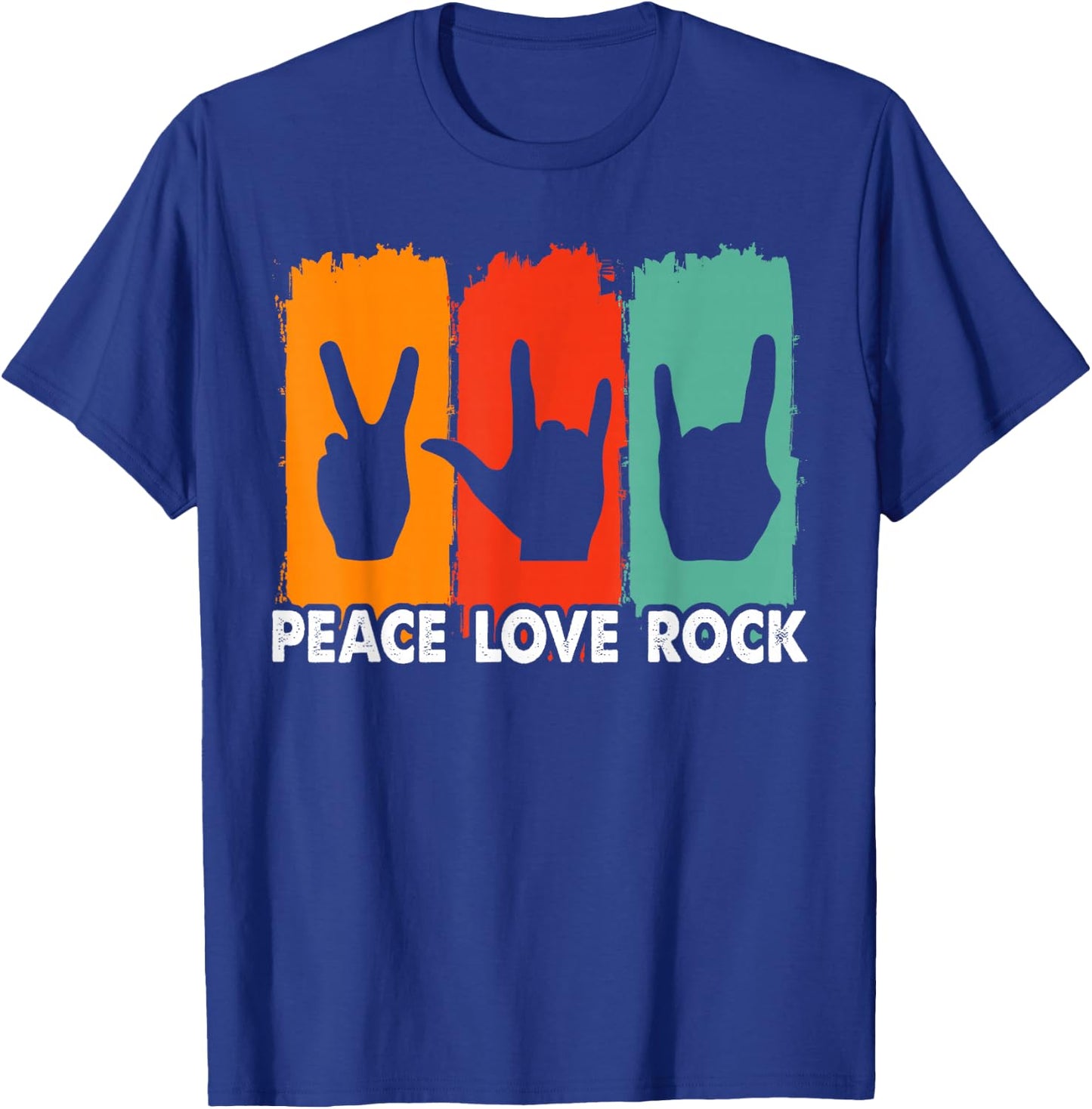 Classic Peace Love Rock Vintage Concert Band Rock Music T-Shirt - T-Shirt | Royal
