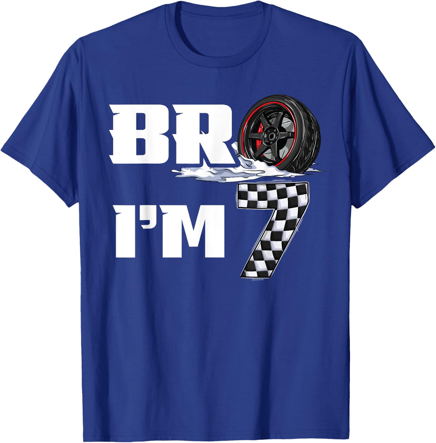 7th Birthday Boy pit crew Bro I’m 7 Year Old race car racing T-Shirt - T-Shirt | Royal