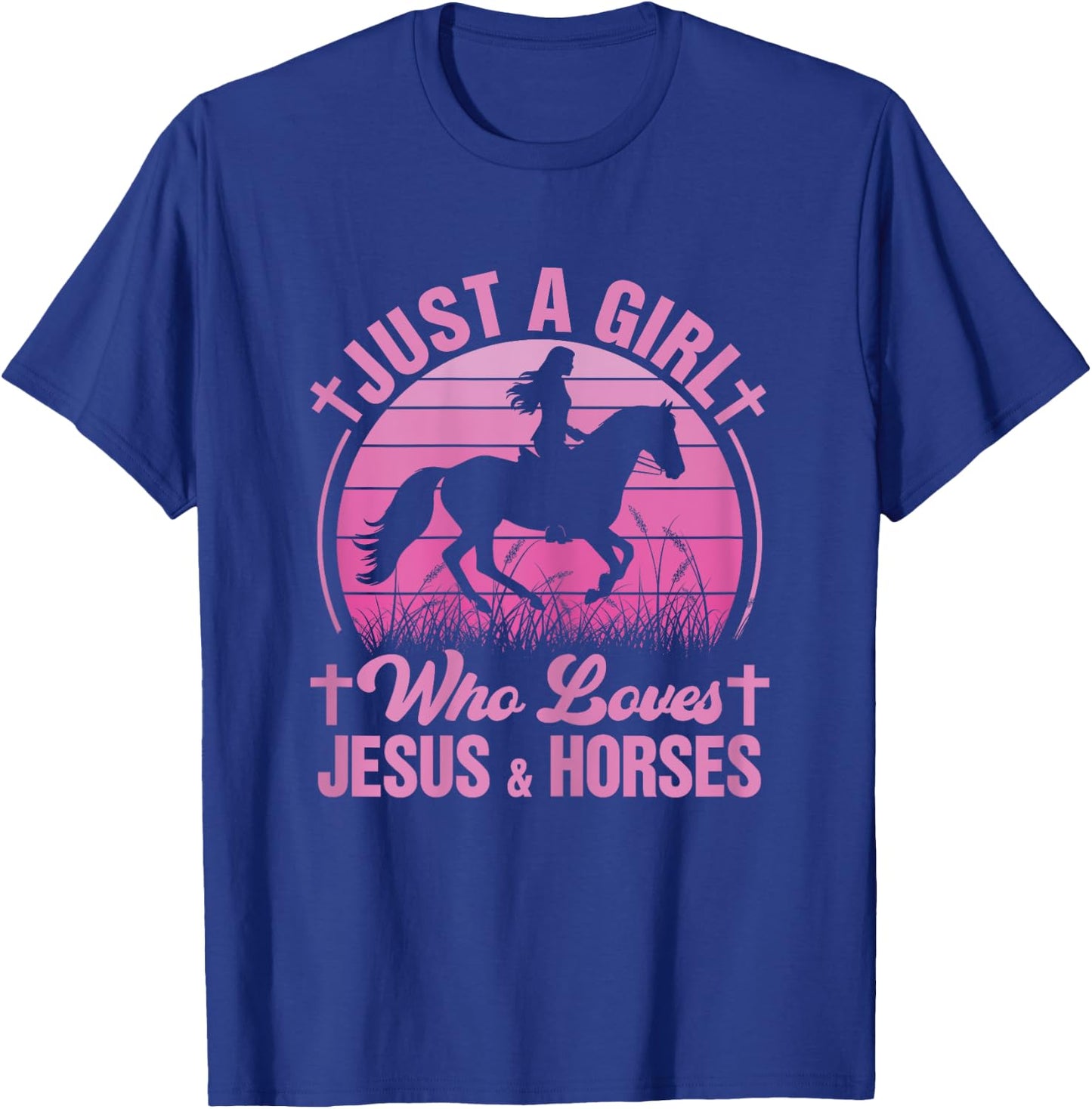 Horse-Shirt Just A Girl Who Loves Jesus & Horses Kids Girls T-Shirt - T-Shirt | Royal