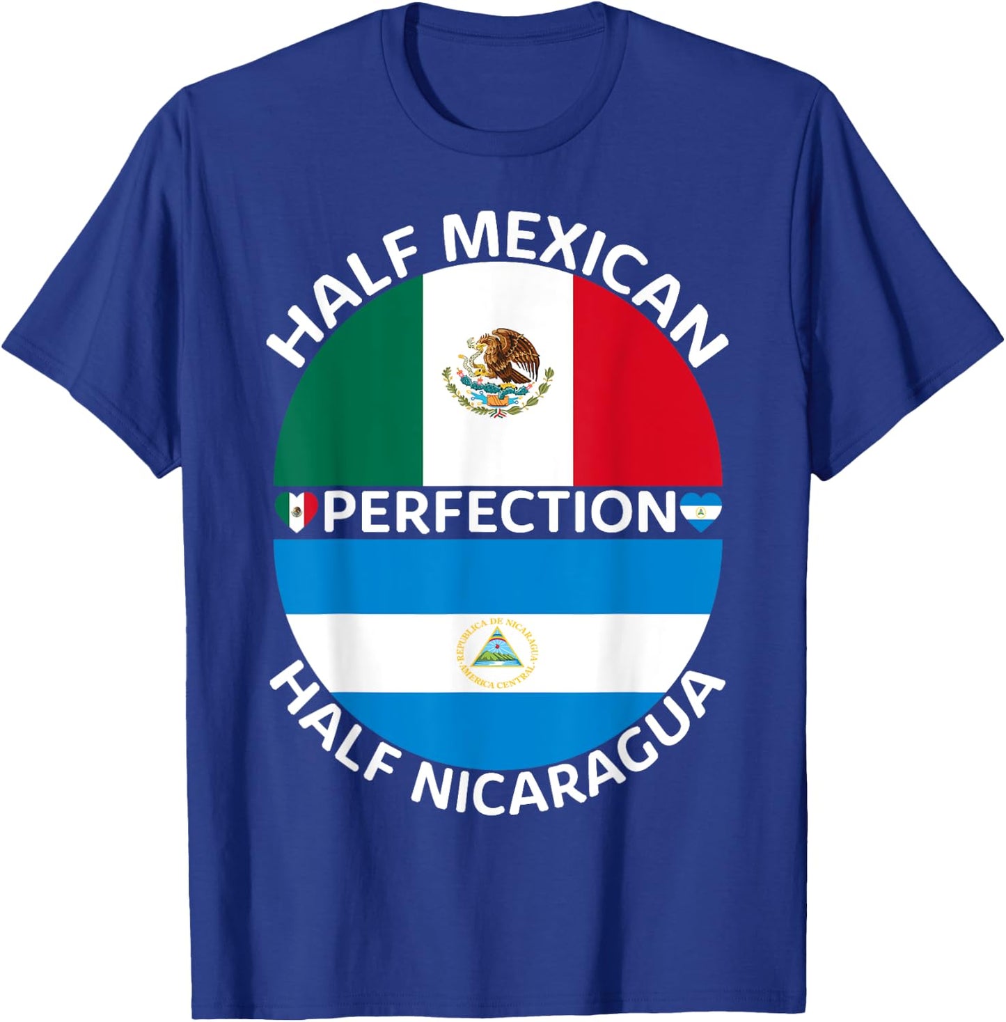 Half Mexican Half Nicaraguan Mexico Nicaragua Flag Roots Men T-Shirt - T-Shirt | Royal