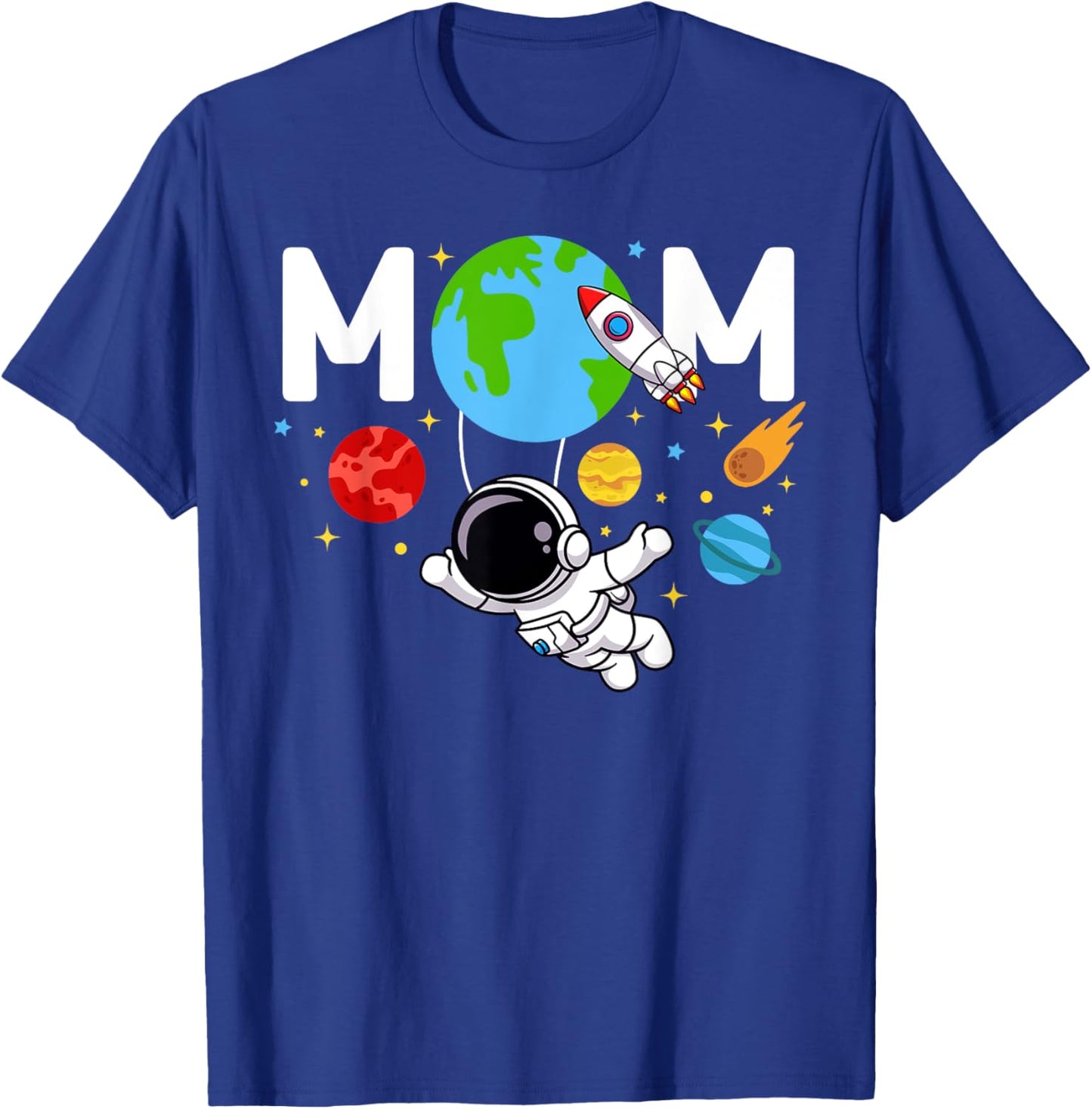 Mom Mommy Mother Space Astronaut Birthday Family Matching T-Shirt - T-Shirt | Royal