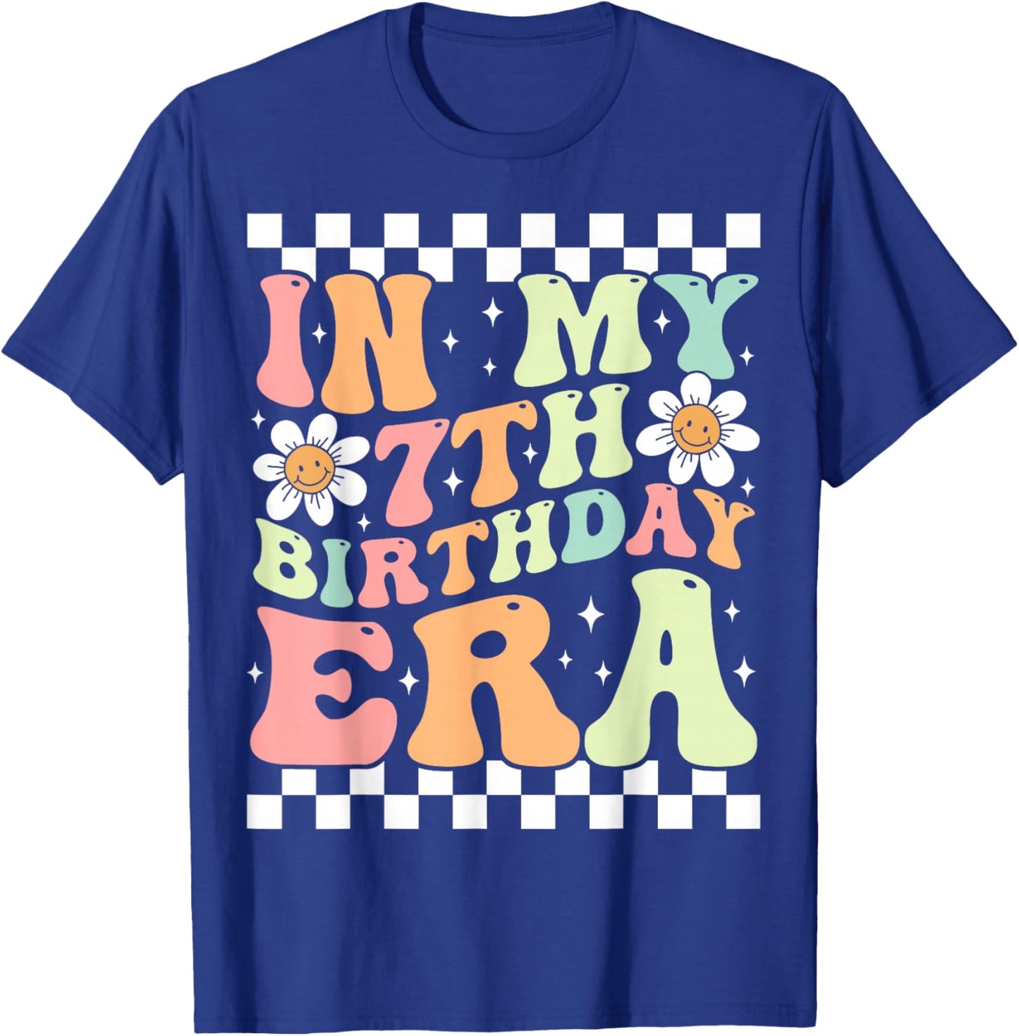In My 7th Birthday Era Cute Daisy Groovy 7th Birthday Party T-Shirt - T-Shirt | Royal