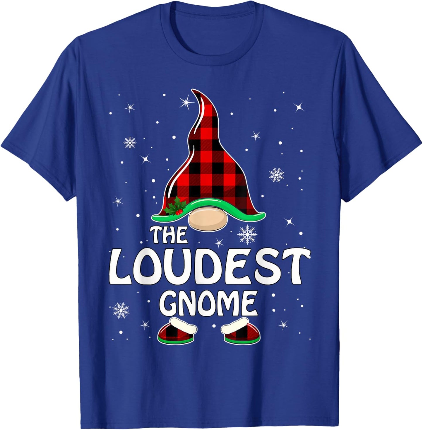 Loudest Gnome Buffalo Plaid Matching Family Christmas Pajama T-Shirt - T-Shirt | Royal