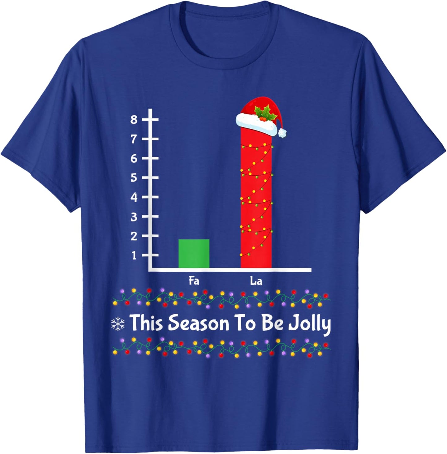 Funny Christmas Fa La La Bar Graph Math Santa Hat Gifts T-Shirt - T-Shirt | Royal