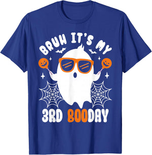 Bruh It's My 3rd Boo Day, Funny Halloween Ghost Boo Birthday T-Shirt - T-Shirt | Royal