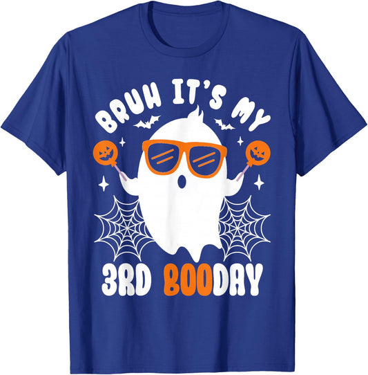 Bruh It's My 3rd Boo Day, Funny Halloween Ghost Boo Birthday T-Shirt - T-Shirt | Royal