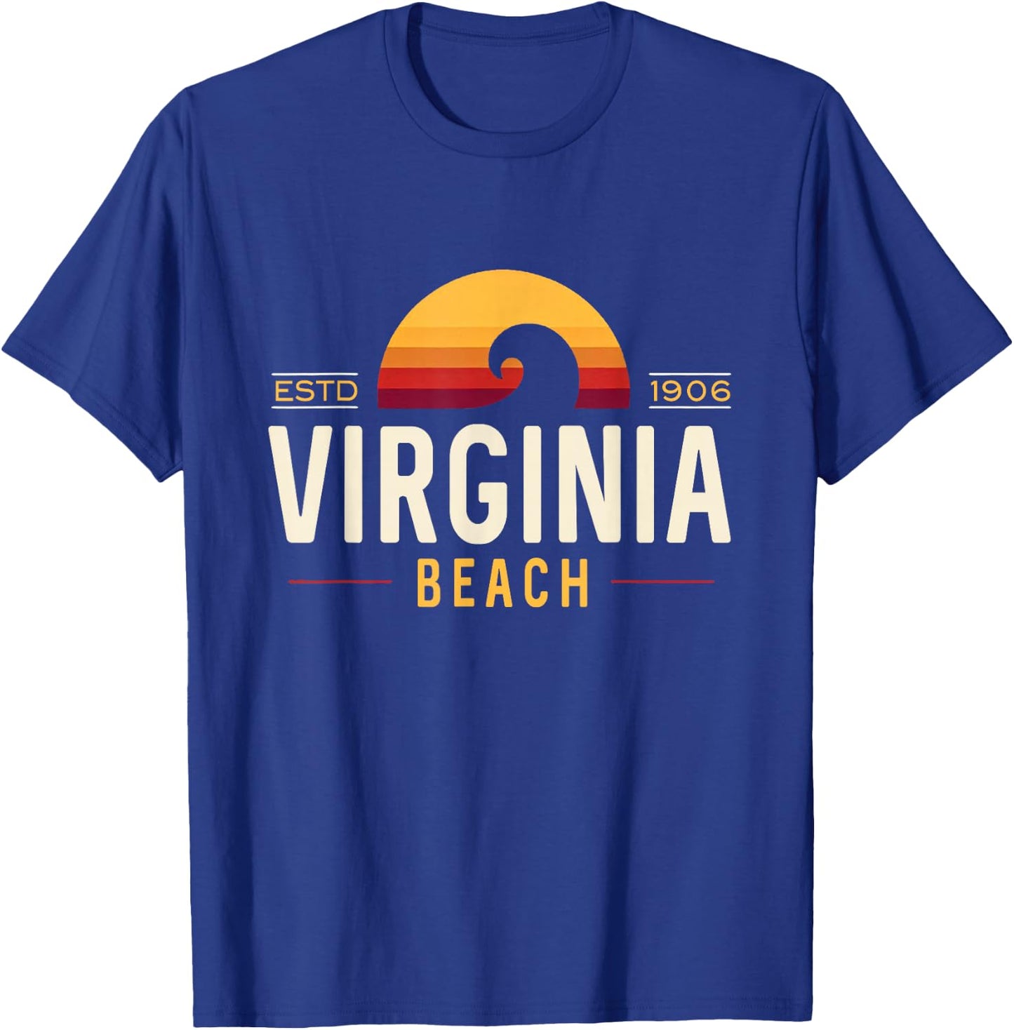 Virginia Beach Virginia | Virginia Beach Retro Wave Logo T-Shirt - T-Shirt | Royal