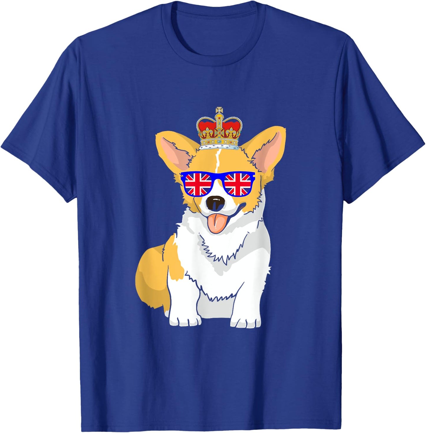 Corgi Dog Queen Elizabeth II Sunglasses British Crown T-Shirt - T-Shirt | Royal