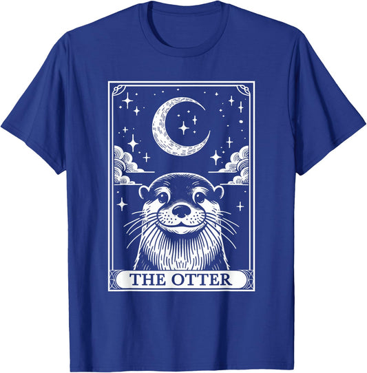 Tarot Card Vintage Crescent Moon Otter Animal Lovers T-Shirt - T-Shirt | Royal