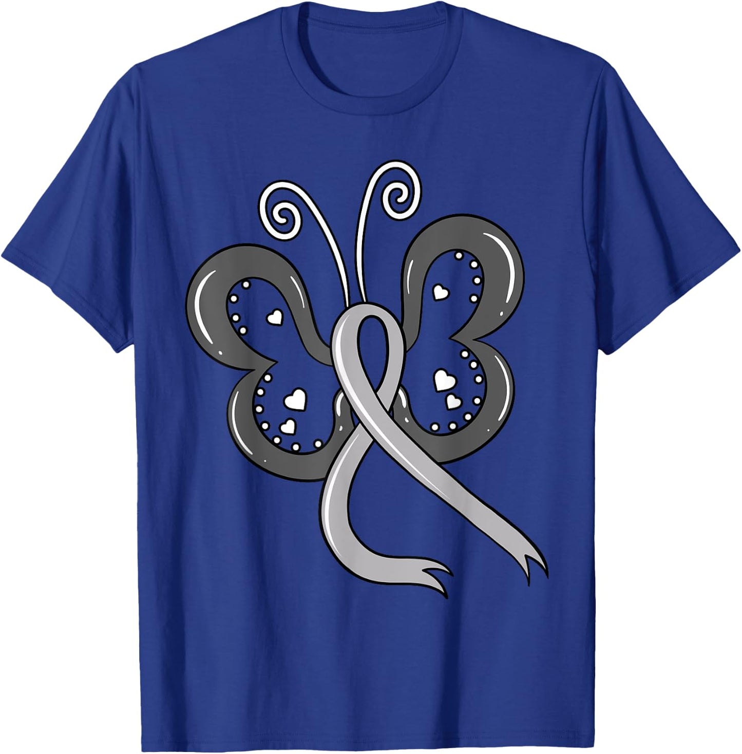 Parkinsons Butterfly Gray Ribbon Degenerative Disorder Moths T-Shirt - T-Shirt | Royal