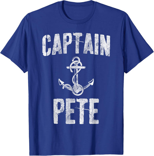 Funny Personalized Boating Shirt First Name Captain Pete T-Shirt - T-Shirt | Royal