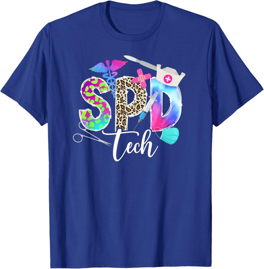 SPD Tech Leopard Sterile Processing Tech T-Shirt - T-Shirt | Royal