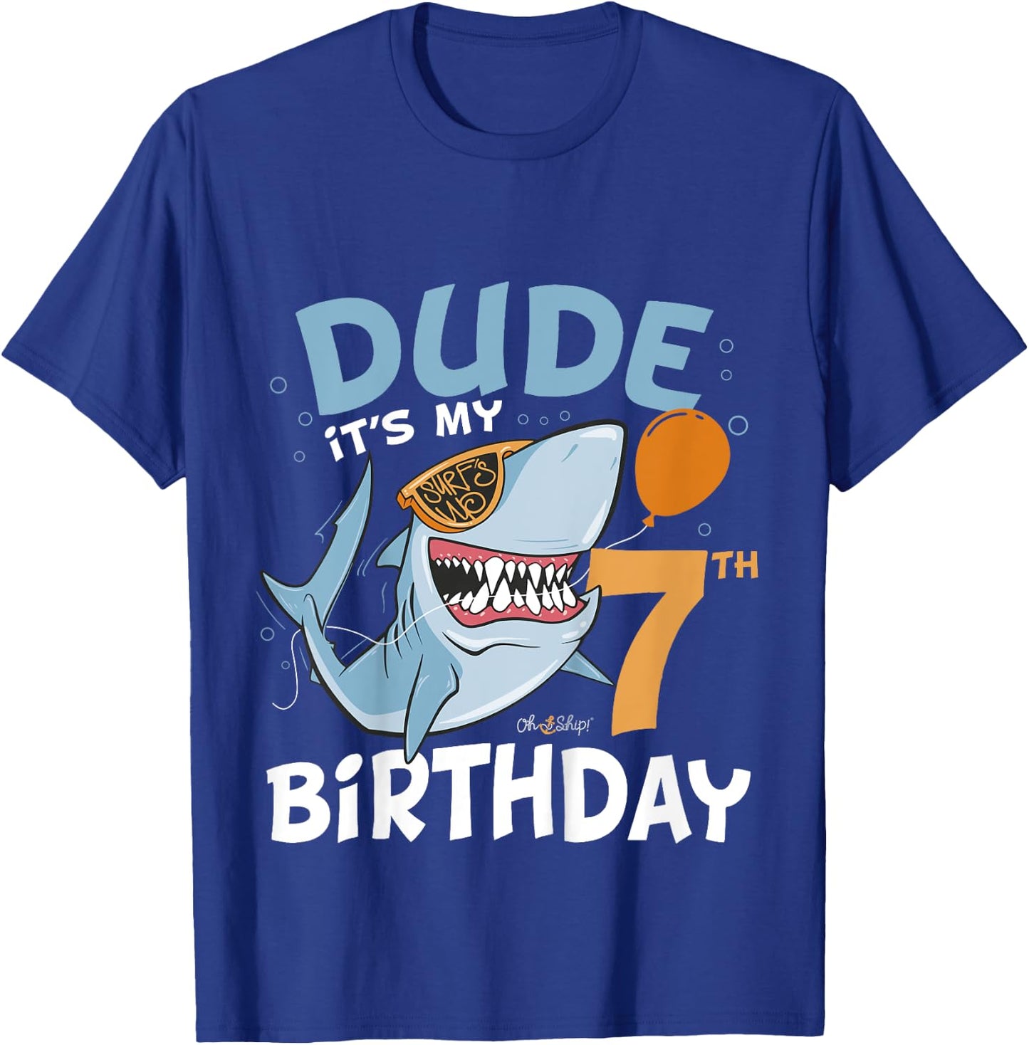 Kids Dude it's my 7th Birthday - 7th Shark Birthday Boy T-Shirt - T-Shirt | Royal