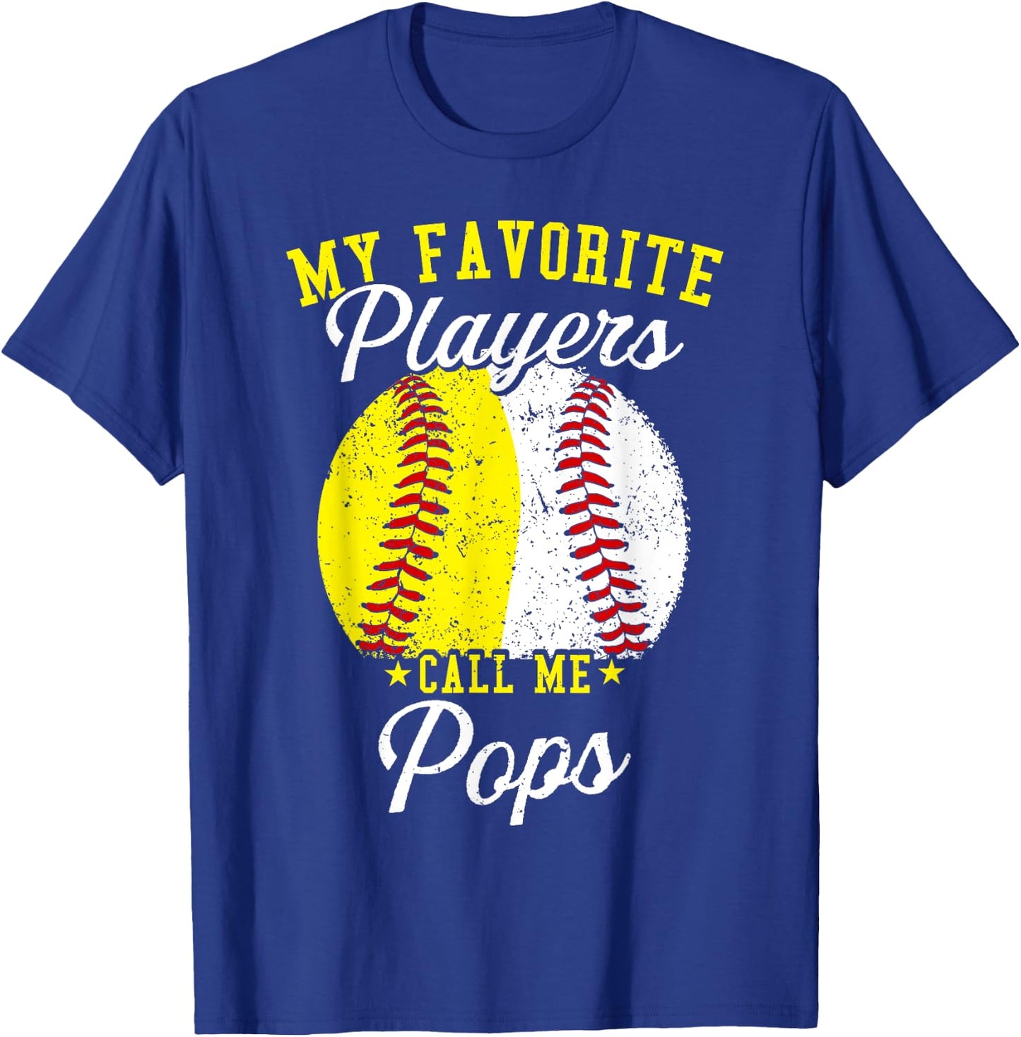 Funny My Favorite Baseball Softball Player Calls Me Pops T-Shirt - T-Shirt | Royal
