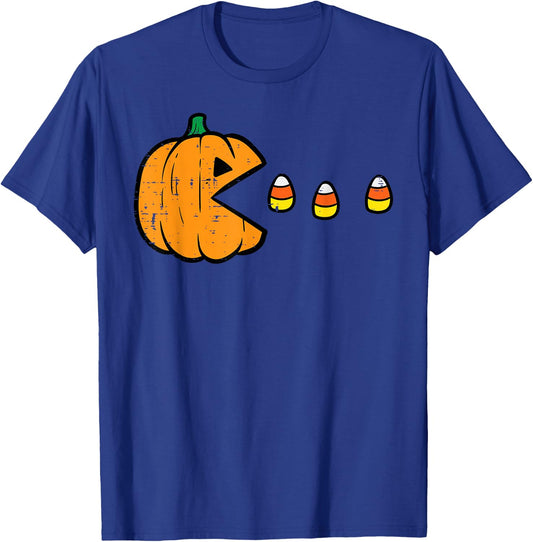 Halloween Video Game Eating Candy Corns Gaming Boys Kids Men T-Shirt - T-Shirt | Royal