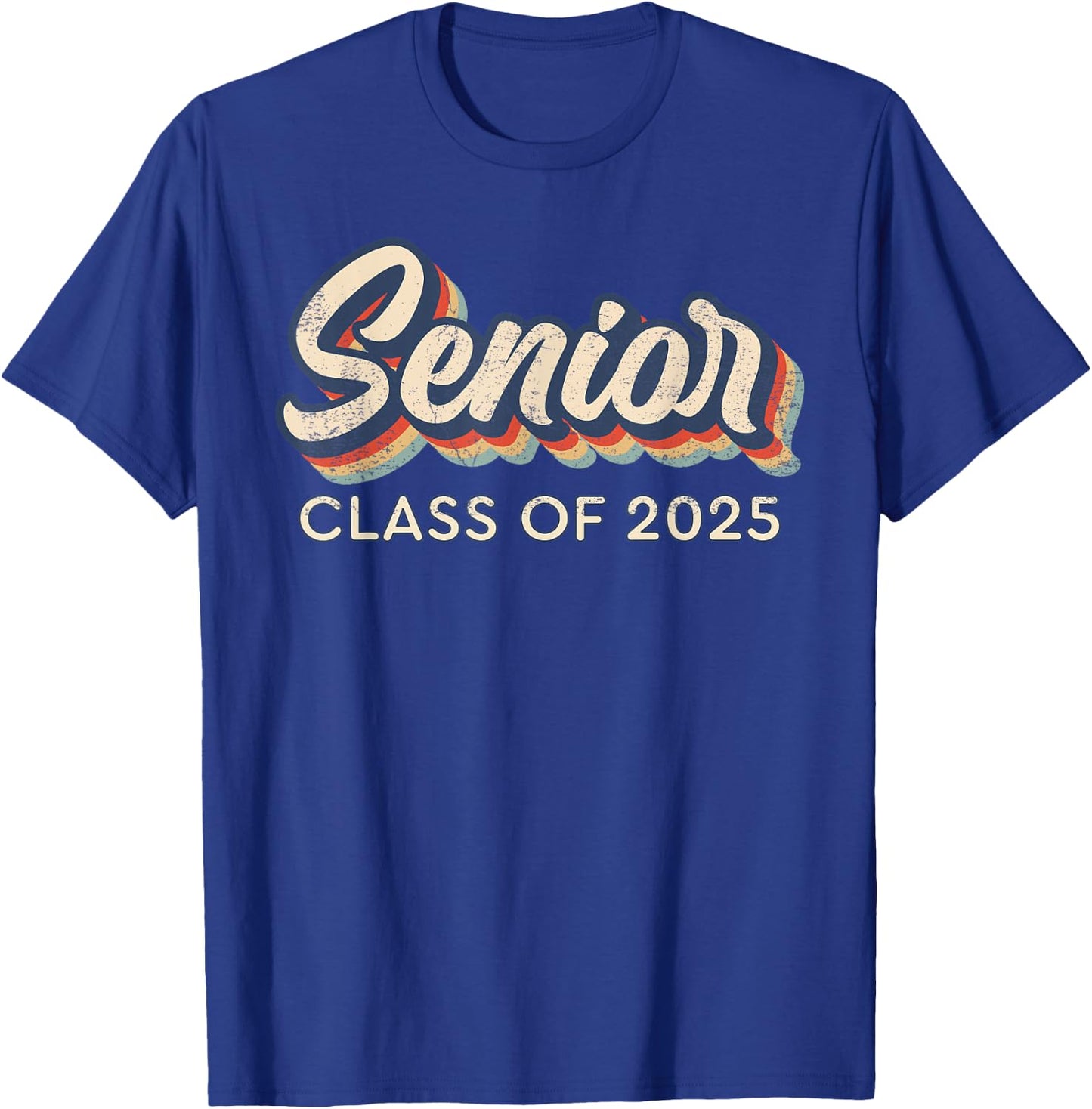 Retro Senior Class of 2025 Senior 2025 Graduate High School T-Shirt - T-Shirt | Royal