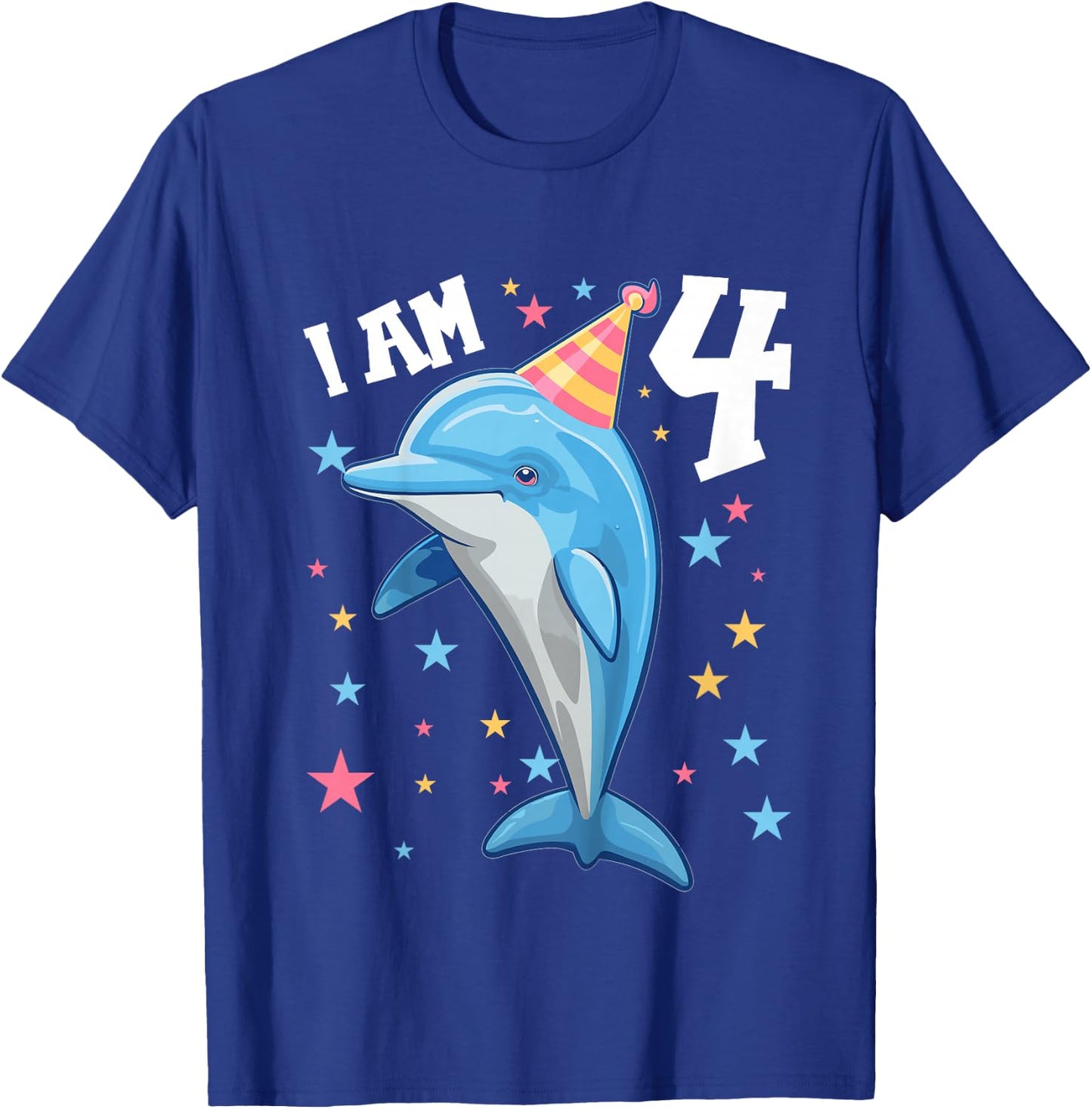 Kids 4 Years old Boy or Girl Dolphins 4th birthday Dolphin T-Shirt - T-Shirt | Royal