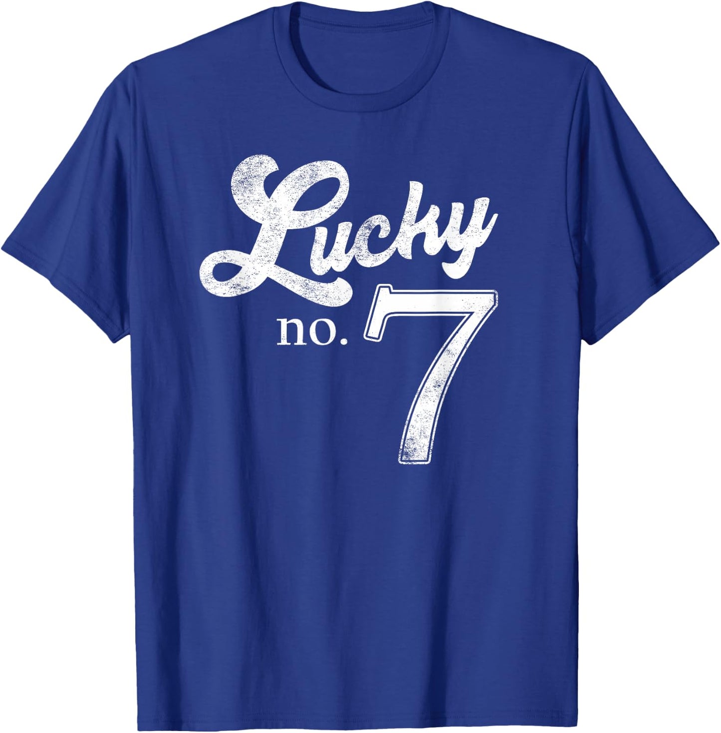 Lucky Number Seven Distressed Favourite Number Seven T-Shirt - T-Shirt | Royal