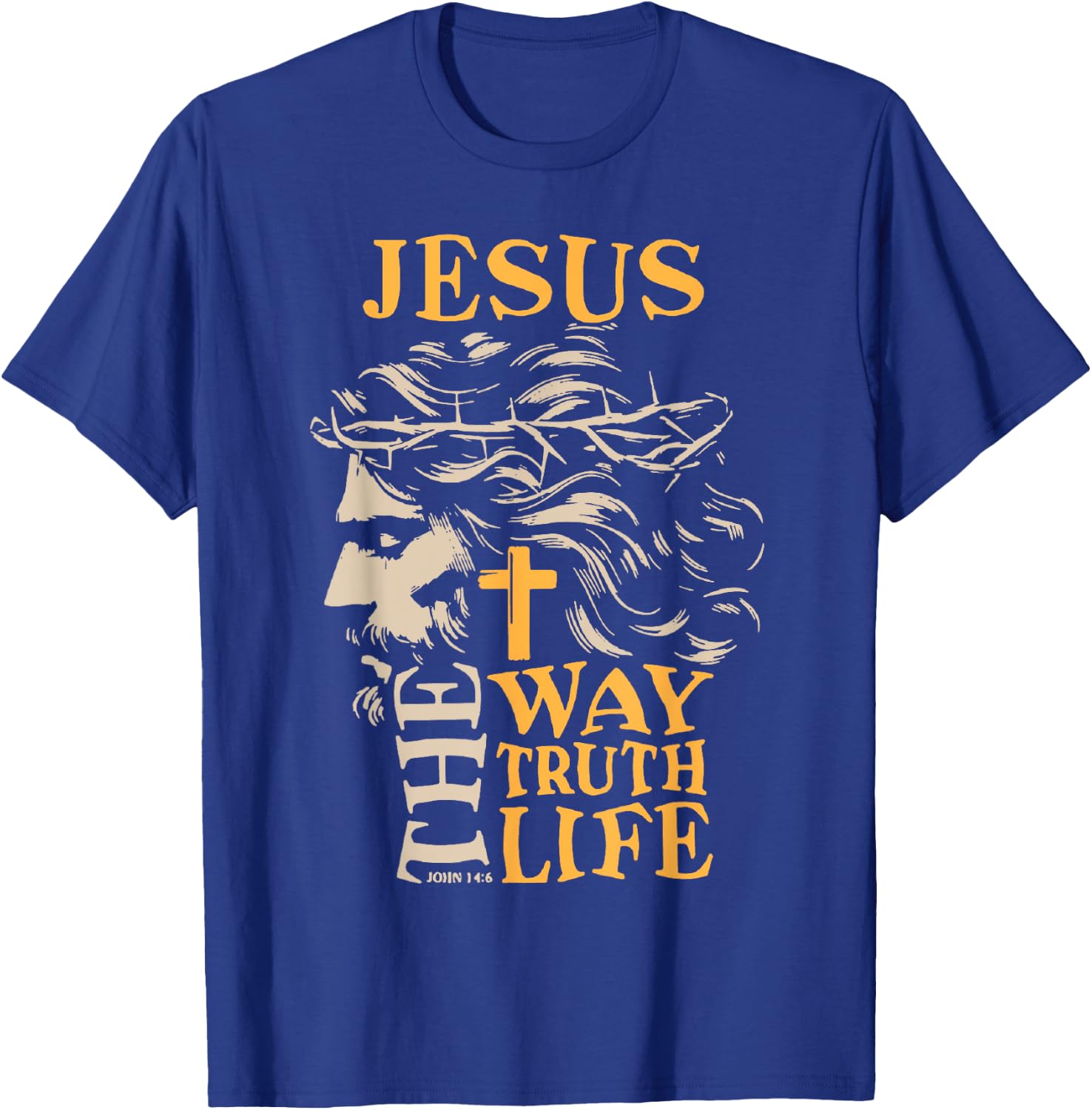 Jesus On The Path Truth Life Christian John 14:6 Bible Verse T-Shirt - T-Shirt | Royal