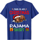 Cute Dachshund Wiener Doxie Dog This is my Christmas Pajama Women Kids T-Shirt - T-Shirt | Royal