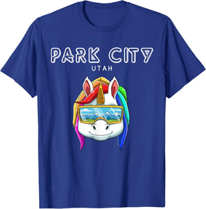Park City North Utah - Ski and Snowboard Unicorn T-Shirt - T-Shirt | Royal