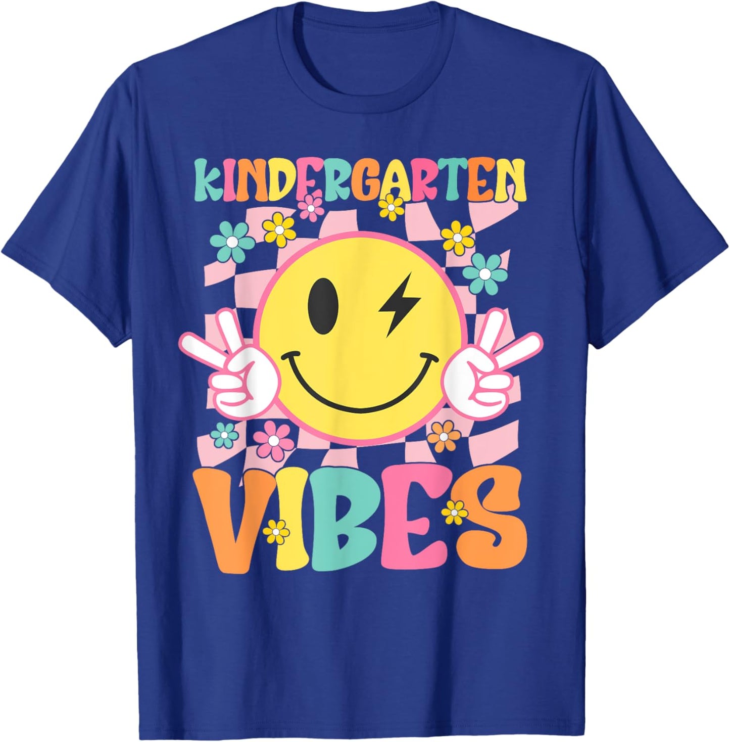 Kindergarten Vibes Smile Face Back to School Kindergarten T-Shirt - T-Shirt | Royal