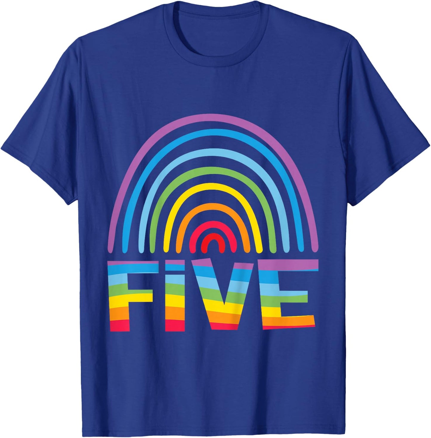 5th Birthday Gift Rainbow Fan 5 Years Old Girls 5 Bday T-Shirt - T-Shirt | Royal