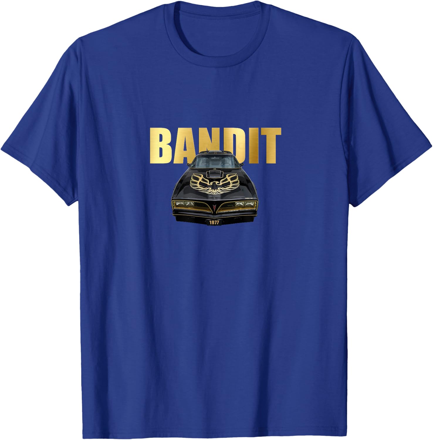 VINTAGE 1977 BANDIT TRANS AM, AMERICAN MUSCLE CARS, 1970s T-Shirt - T-Shirt | Royal
