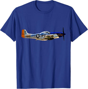 P-51 Mustang WWII Fighter Plane US Military Aviation History T-Shirt - T-Shirt | Royal