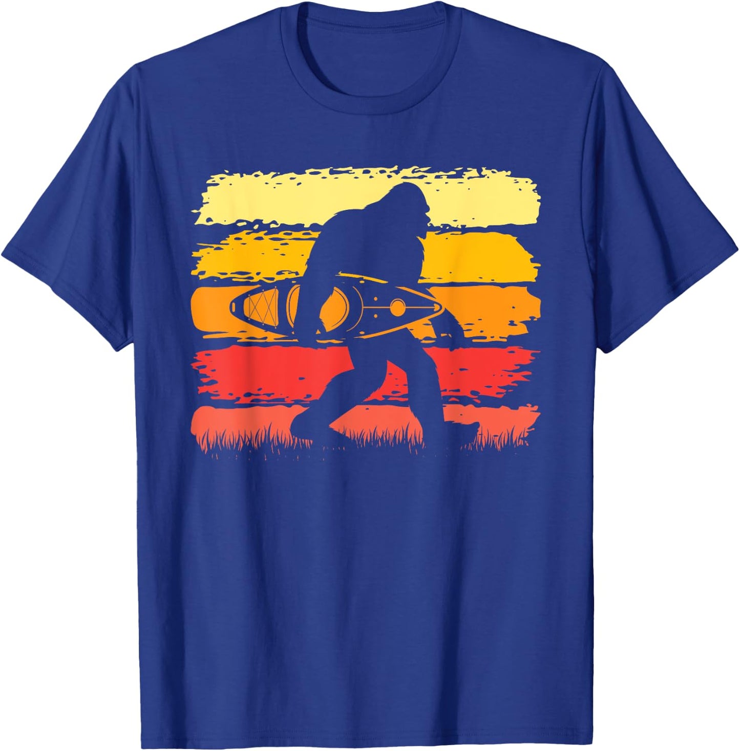 Retro Bigfoot Kayak Vintage Sasquatch Kayaking T-Shirt - T-Shirt | Royal